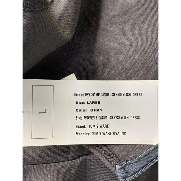 Women’s Tom’s ware grey size large peplum scuba dress sleeveless stretch 5710 - Picture 10 of 10